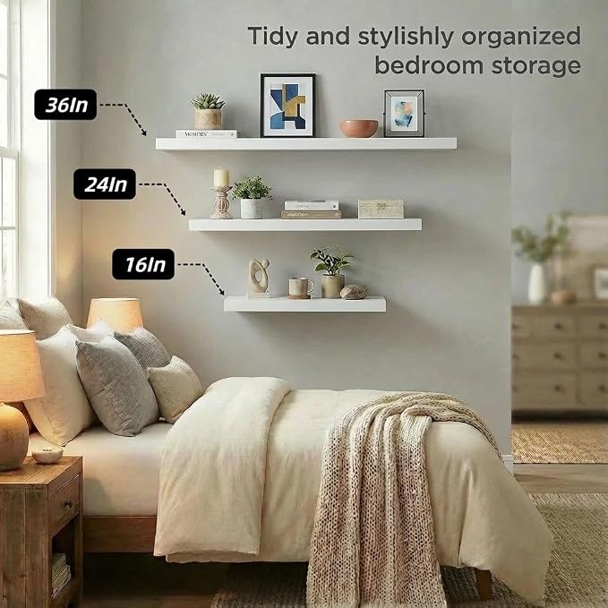 SAUMONIERES Floating Shelves Wall Shelf Solid Wood - Image 6