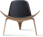 Modern Shell Lounge Accent Chairs, Faux Genuine Leather Mid Century Armless - Image 7