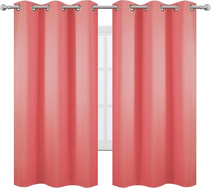 Coral Blackout Curtains 42 x 63 Inch Length/Set of 2 Curtain Panels/Thermal - Image 2