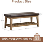 HUIMO Entryway Shoe Bench with Cushion, End of Bed Bench, Upholstered Bench - Image 2