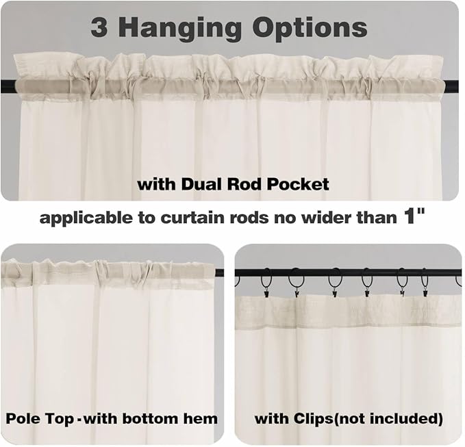 Chyhomenyc Cream Extra Long Sheer Curtains 108 Inches Long 2 Panels | Light - Image 5