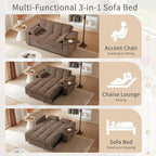 oaaktu Large Size Convertible Sleeper Sofa Bed, Polka dot Velvet Pull Out Futon - Image 4