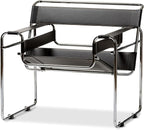 Baxton Studio Wassily Style Mid Centry Modern Accent Chair, Steel Frame and by BaxtonStudio