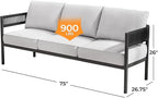 Gand Patio Outdoor 3-Seat Couch Sofa, Wicker Conversation Set - Image 2