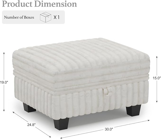 Belffin Corduroy Fabric Ottoman - Image 2