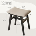 Muwuele Solid Wood Vanity Stool, Compact Makeup Chair - Image 2