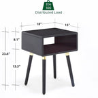 Bme Dinkee Solid Wood Nightstand, Fully Assembled, Without Drawer - Image 2