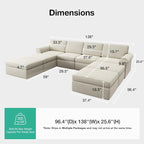 Novilla 138" Modular Sectional Sofa, Modular Sectional Couches - Image 2