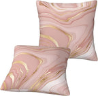 Pink and Gold Marble Throw Pillow Covers 18x18 Inch Set of 2, Abstract Art - Image 6