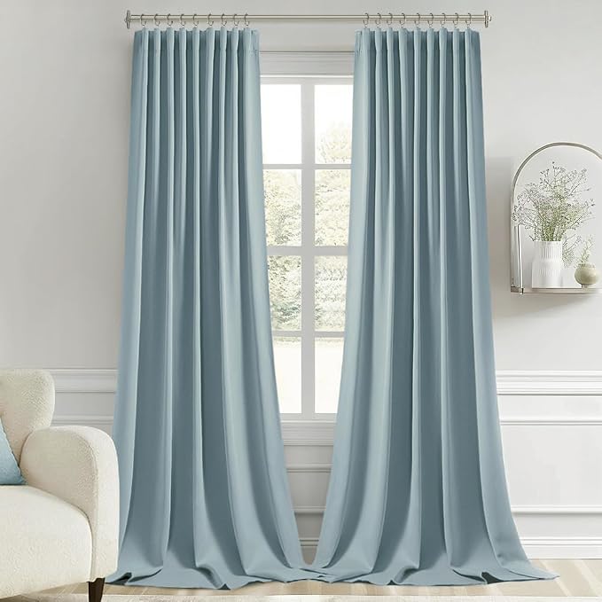 MIULEE Slate Blue Back Tab Blackout Curtains 52x108 Inch Long 2 Panels Set | - Image 9