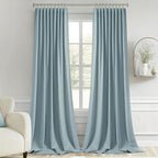 MIULEE Slate Blue Back Tab Blackout Curtains 52x96 Inch Long 2 Panels Set | Rod - Image 9