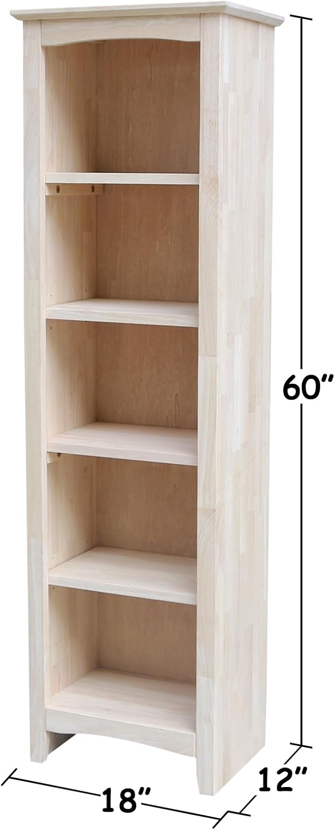 International Concepts Narrow Shaker Bookcase, 60-Inch High, Small Space - Image 3