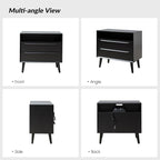 HULALA HOME End Table with Charging Station, Mid-Century Modern 2 Drawer and - Image 8