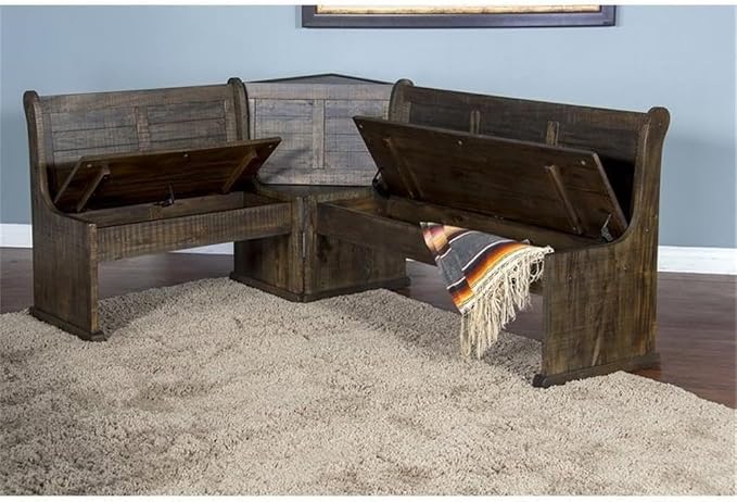 Pemberly Row Farmhouse Wood Kitchen Corner Breakfast Dining Nook Set - Image 9