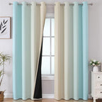 Aqua and Beige Ombre Blackout Curtains by ESTELARTEXTILER