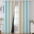 Aqua and Beige Ombre Blackout Bedroom Curtains 108 Inches | Thermal Insulated by ESTELARTEXTILER