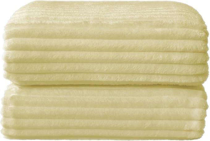 BEDELITE Ribbed Transparent Yellow Fleece Twin Blanket - Image 8