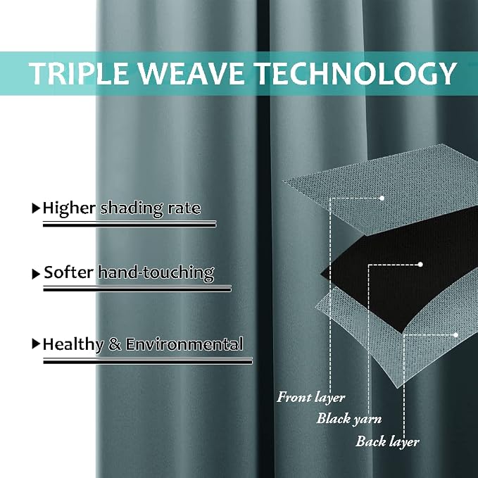 NICETOWN 100% Blackout Curtains 86 inches Long, Pair of Energy Smart & Noise - Image 6