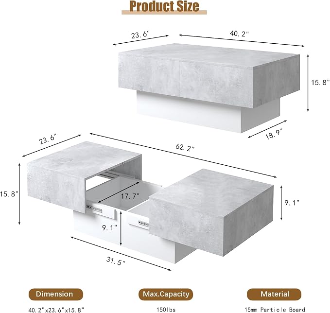 Modern Coffee Table with Storage - Image 2