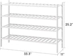 viewcare White 4-Tier Long Shoe Rack, Bamboo Wood - Image 3