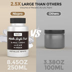 Nicpro Metallic Pearl White Acrylic Paint, 8.45oz/250ml Large Pearlescent - Image 6
