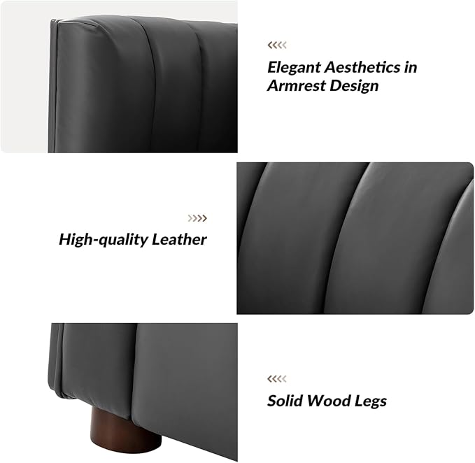HULALA HOME 83" Genuine Leather Sofa - Image 6