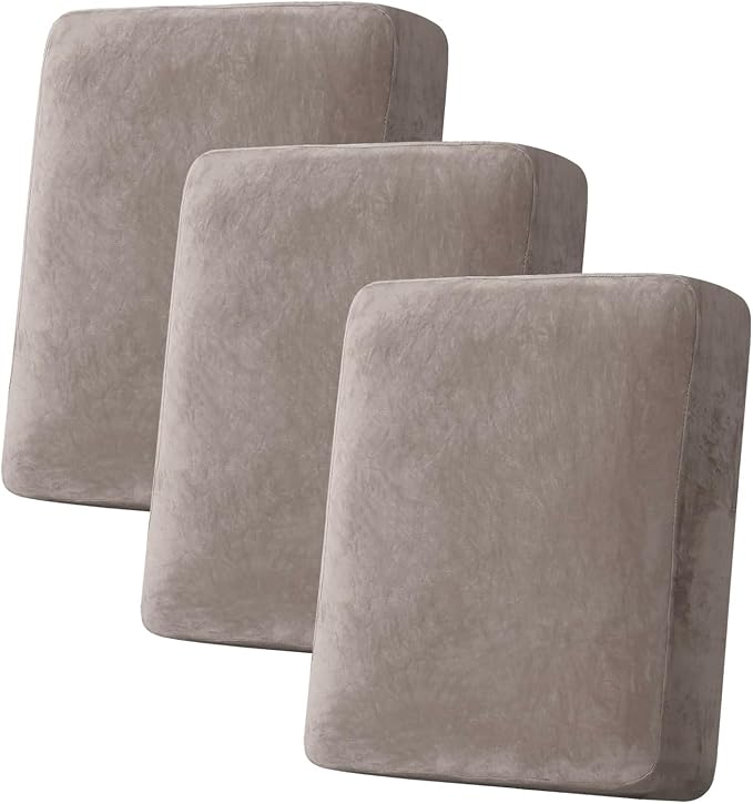 H.VERSAILTEX Velvet Stretch Couch Cushion Cover Plush Cushion Slipcover by HVERSAILTEX