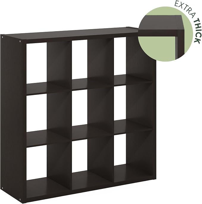 Furinno CUBICLE Book Shelf, 9-Cube Bookshelf, Extra Thick Frame Reversible - Image 7