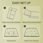 ZonLi Japanese Floor Futon Mattress Twin Size 75"x 39", 100% Cotton Cover 2.5'' - Image 7