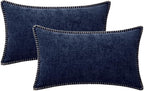 MIULEE Decorative Lumbar Throw Pillow Covers 12x20 Inch Navy Blue 2 Pack | - Image 6