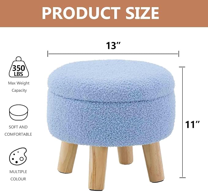 Wimarsbon Storage Ottoman, Modern Round Footrest - Image 3