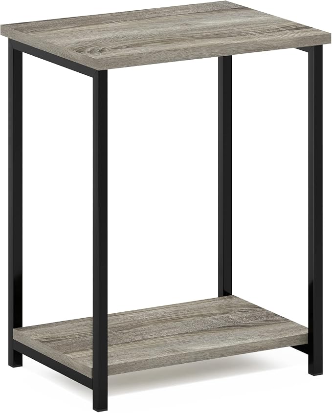 Furinno Simplistic Metal Frame End Table, French Oak - Image 5