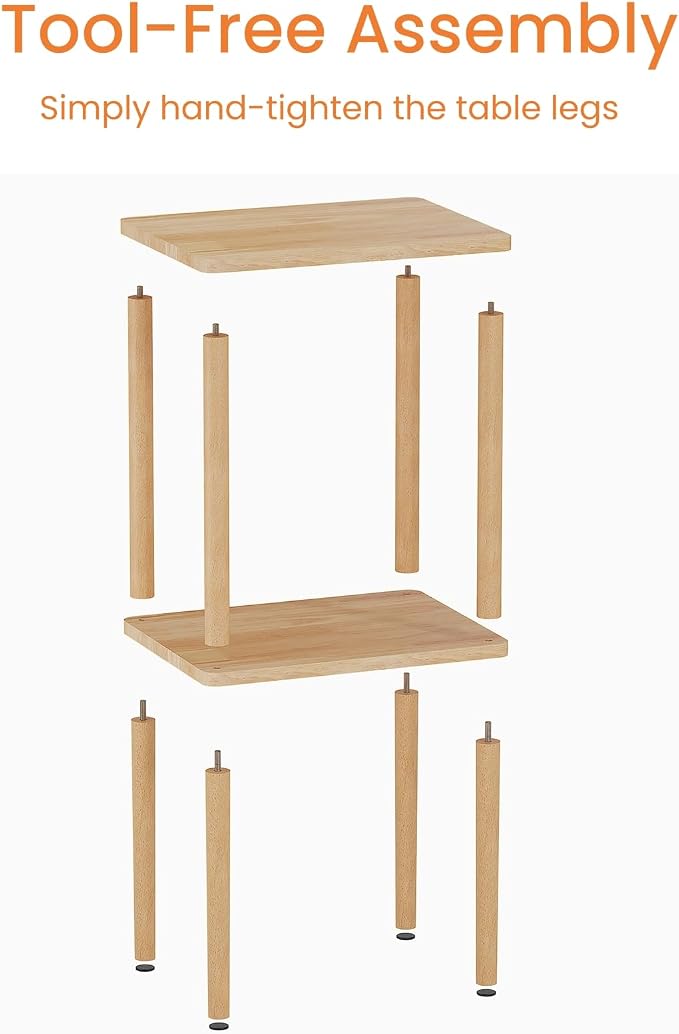 Solid Wood Side Table, 2-Tier Tall End Table - Image 9