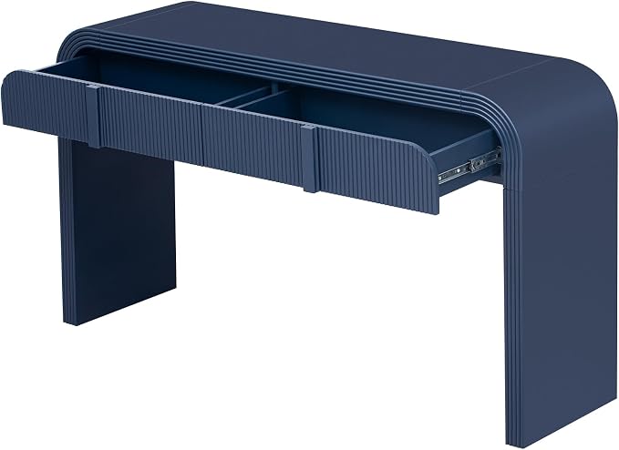 55'' Wood Console Table Sofa Table Entryway Table, Unique Modern Rounded - Image 9