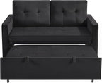 Sofa Bed, Pull Out Couch with Side Pockets, 3 in 1 Velvet Fabric Loveseat - Image 7