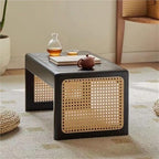 Japanese Wooden Bay Window Nightstand Coffee Table Sofa Side Table Square Tea by Unknown
