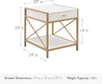 Leick Home 9206-WTGL Claudette Mixed Metal and Wood Drawer End Table - Image 3