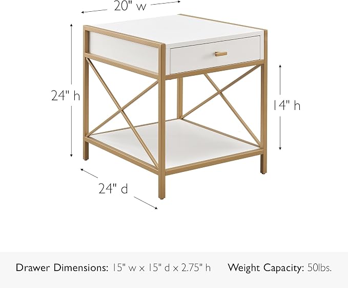 Leick Home 9206-WTGL Claudette Mixed Metal and Wood Drawer End Table - Image 3