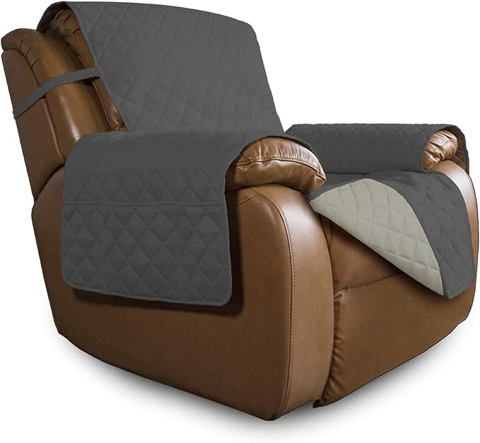 Easy-Going Reversible Couch Cover, Oversized Recliner, Darkgray/Beige | Machine by Easy-Going