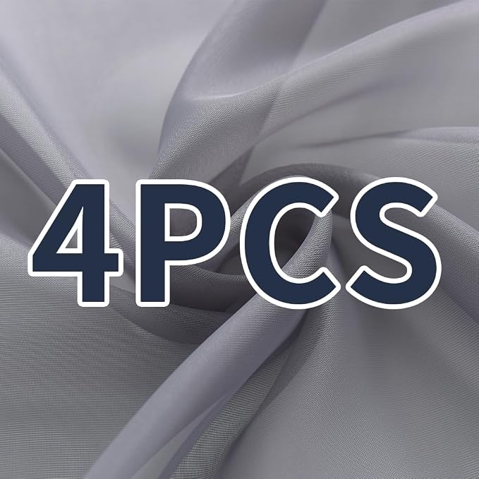 SpaceDresser Grey Sheer Curtains 4 Panels Rod Pocket Semi-Sheer Curtain 96 - Image 8