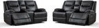 ANJ Geniune Leather Manual Loveseat Recliner Sofa Set of 2 - Image 9