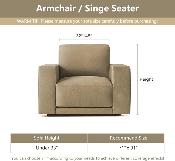 MYSKY HOME Chair Covers Armchair, Recliner Chair Cover Beige Couch Cover - Image 6