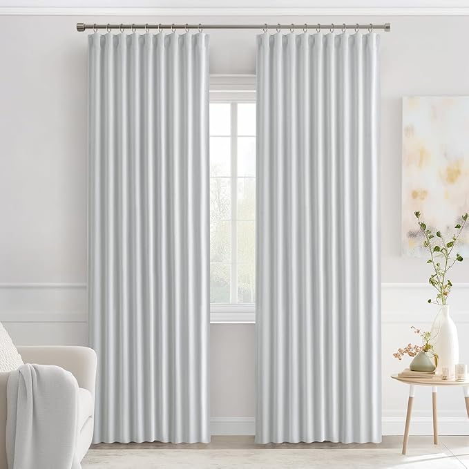 MIULEE Greyish White Back Tab Blackout Curtains 52x84 Inch Length 2 Panels | - Image 9