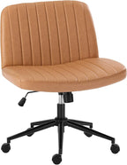 OLIXIS Criss Cross Chair with Wheels Wide Cross Legged Office Desk Vanity Chair by OLIXIS