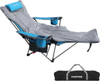Reclining Camping Chair with Removable Footrest Lounge Chair with Headrest by POEPORE__LOOKGOODFEELGOOD