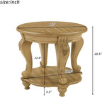 Round End Table for Living Room, Solid Wood Sofa Side Table - Image 3