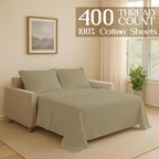Sleeper Sofa Bed Sheet, 100% Cotton 400 Thread Count, 4 Piece Set, Deep Pocket - Image 2