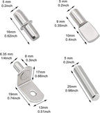 104Pcs Shelf Pins Kit, 4 Styles Nickel Plated Shelf Support Pegs, Bookshelf Pegs - Image 2