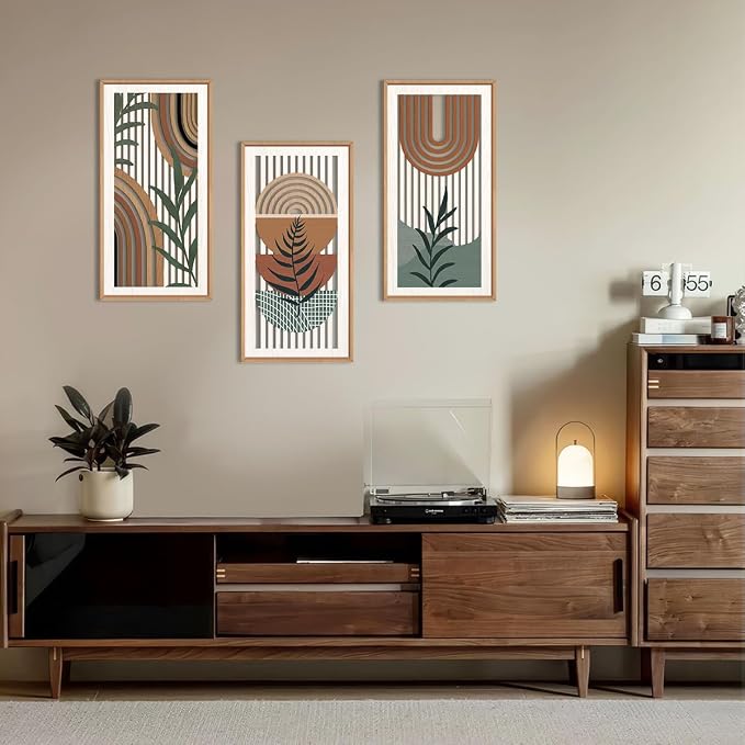IARTTOP Boho Wood Wall Art Framed 8x16 Inch Set of 3 Mid-century Modern - Image 6