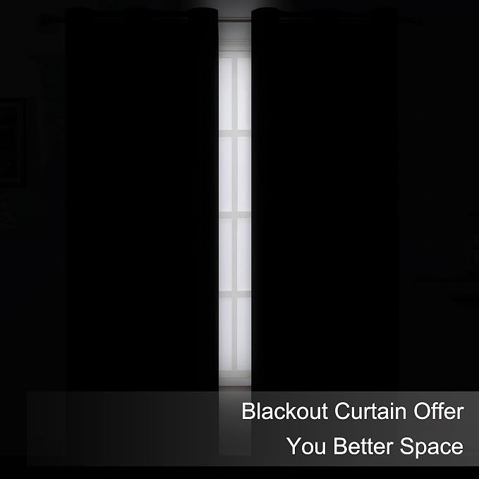 Blackout Curtains 66 x 84 inch/Black Curtains Set of 2 Panels/Thermal Insulated - Image 3